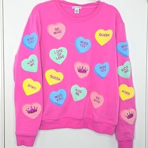 Pink Heart Graphic Sweatshirt Queen Of Sparkle Style Size L